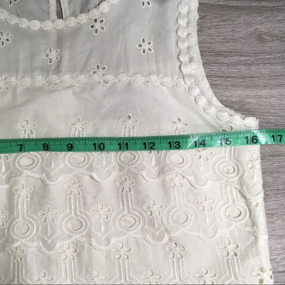 NWT J. Crew Ivory Eyelet Dress Sleeveless Sheath Scalloped Hem Summer Women's 00 - Picture 11 of 15